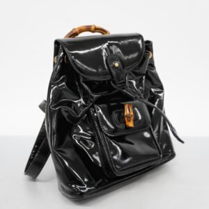 GUCCIAuth  Bamboo Rucksack 003 1998 0030 Women's Leather Backpack Black | AlmaBagz