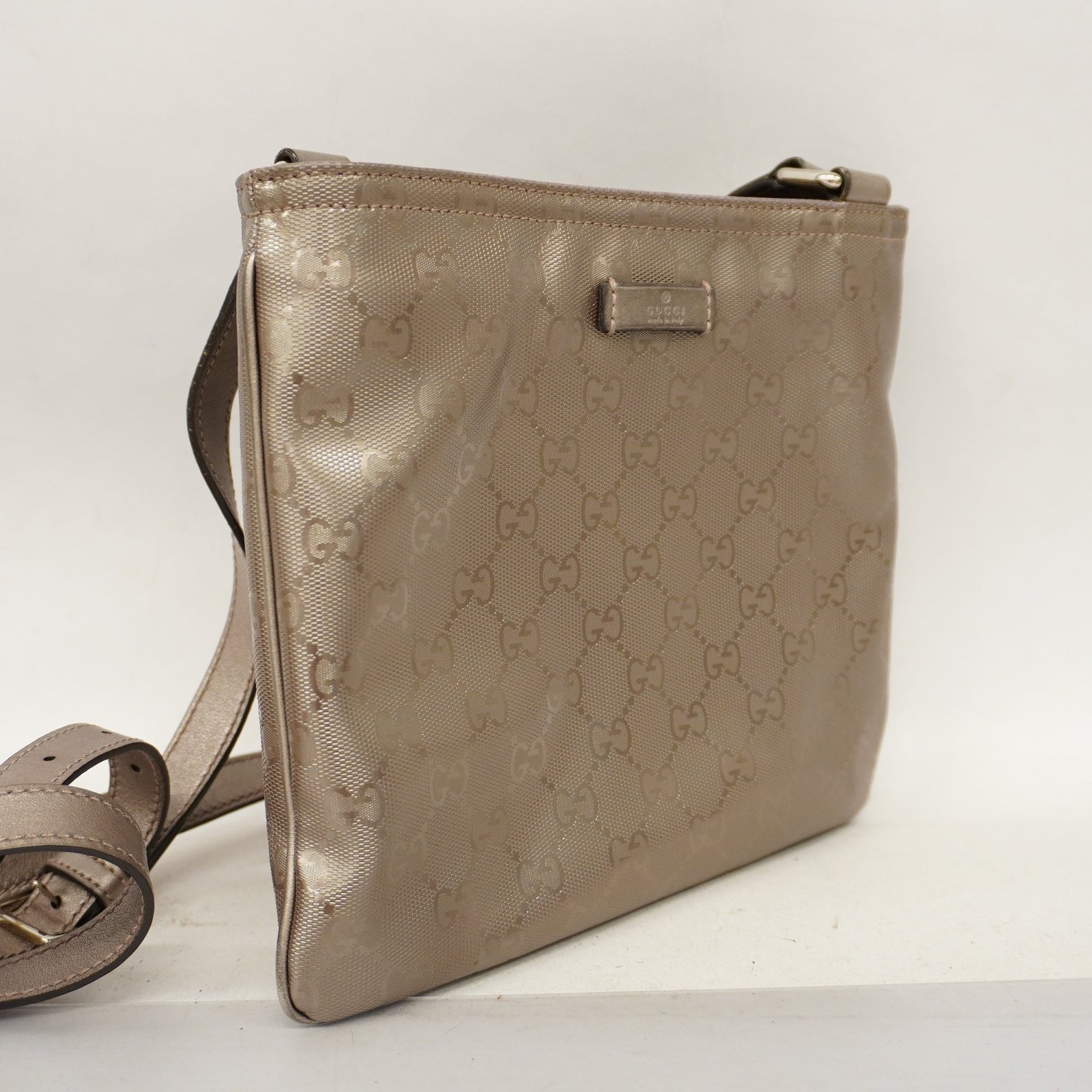 GUCCI GG Imprime 201538 Women's Leather Shoulder Bag Gray | AlmaBagz