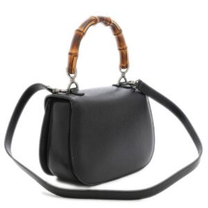 Gucci Classic Bamboo Top Handle Bag 2Way Shoulder Leather Black 409398 | AlmaBagz