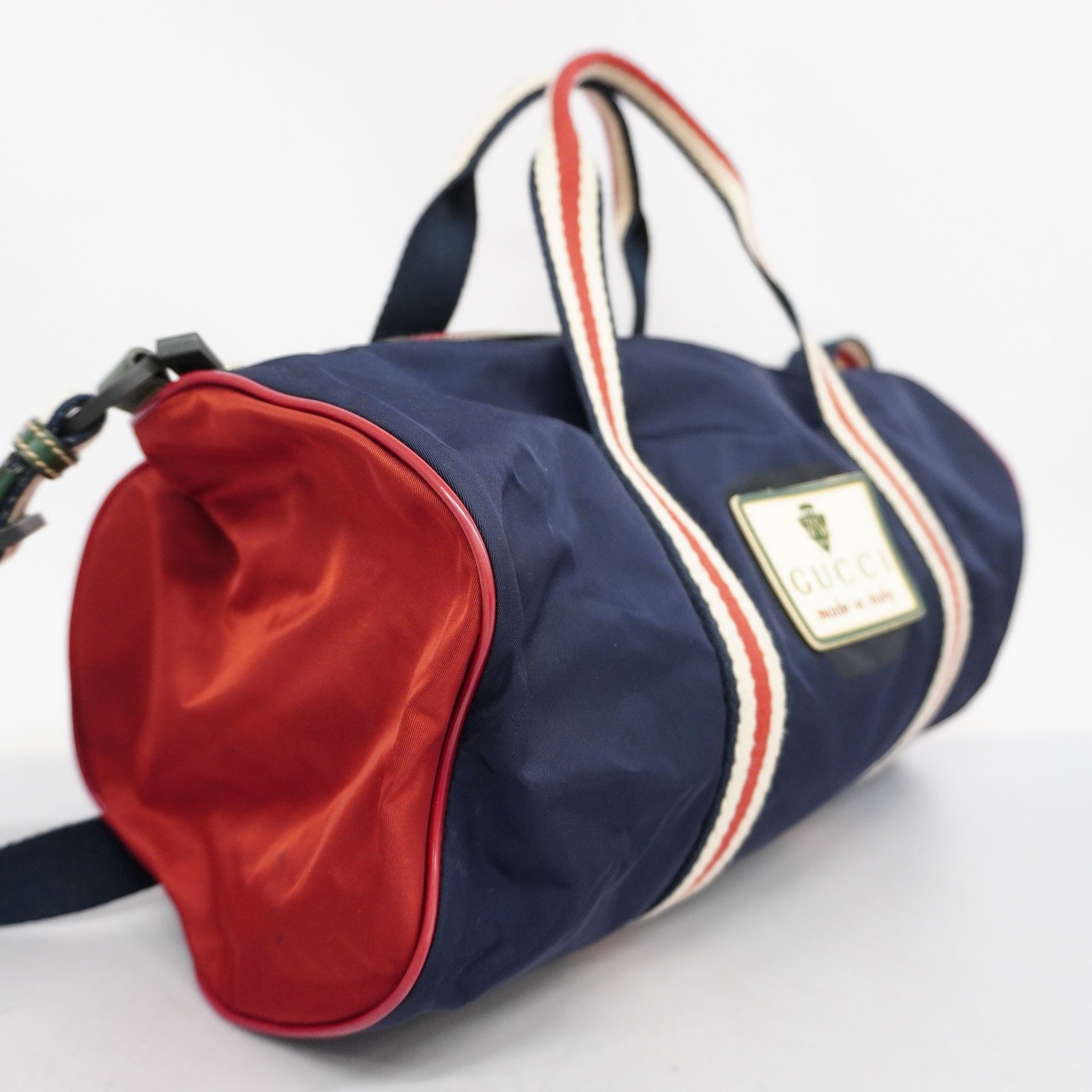 GUCCI Boston Bag 189657 Women,Men,Unisex Nylon Boston Bag Navy,Red Color | AlmaBagz