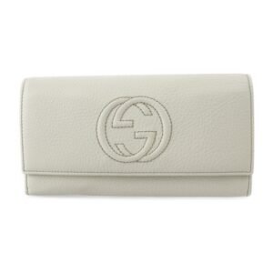 Gucci Interlocking G Bifold Wallet 282414 Leather Ivory Gold Hardware Long | AlmaBagz