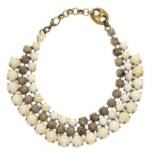 Gucci Triple Stone Gold Chain Choker Necklace Ivory Gray 0358 GUCCI | AlmaBagz