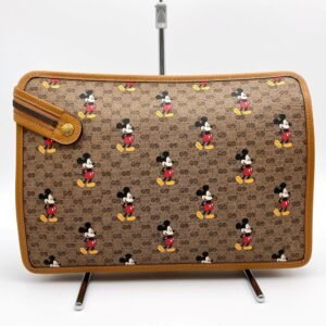 GUCCI Mickey Disney Clutch Bag Second Pouch Micro GG Brown PVC Women's 602552 | AlmaBagz