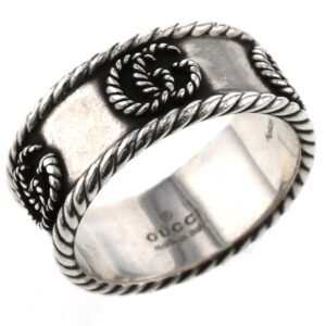 Gucci Ring Double G Width about 9mm 627729 J8400 0701 Silver 925 No. 17 Men's GUCCI | AlmaBagz