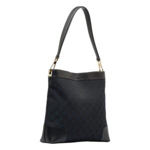 GUCCI GG canvas handbag one shoulder bag 001 4231 black leather ladies | AlmaBagz