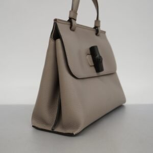 GUCCIAuth  Bamboo 2way Bag 370831 Women's Leather Handbag,Shoulder Bag Grayish | AlmaBagz