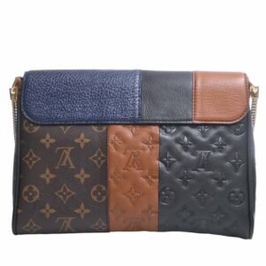 LOUIS VUITTON Monogram Blox Pochette Shoulder Bag M40506 Brown/Black/Blue Women's | AlmaBagz