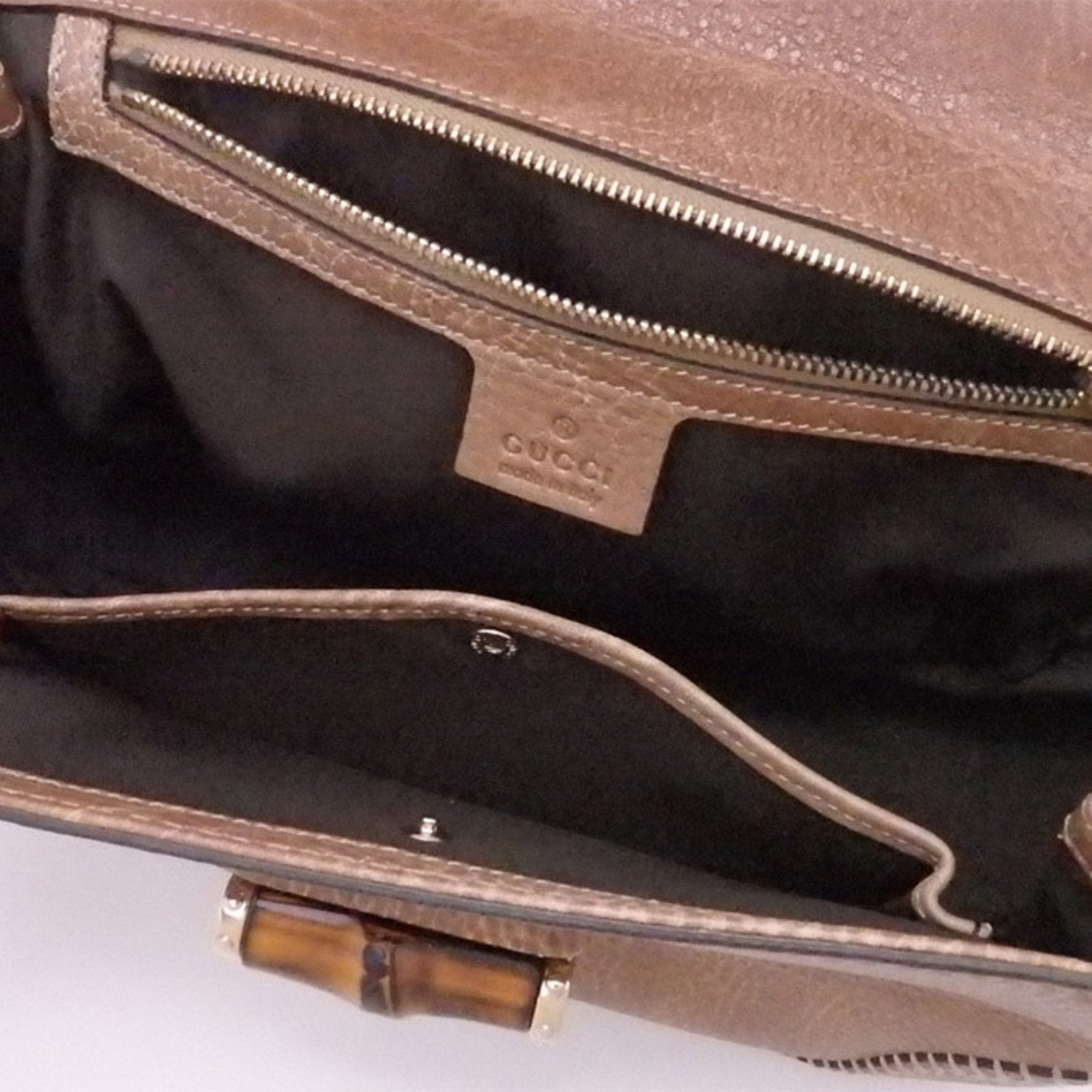 Gucci 2Way Bag Bamboo Brown Leather x Gold Hardware Handbag Shoulder Women's 224964 | AlmaBagz - Image 3