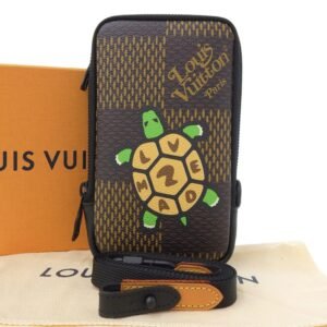 Louis Vuitton Damier Ebene Giant Double Phone Pouch Shoulder Bag Tortoise N40377 | AlmaBagz