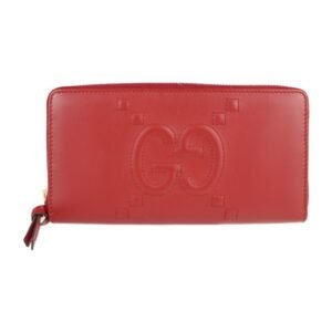 Gucci Long Wallet 453393 Leather Red Round Zipper | AlmaBagz