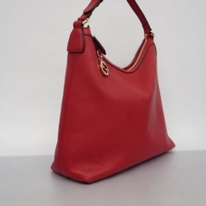 GUCCIAuth  Interlocking G 510302 Women's Leather Shoulder Bag Red Color | AlmaBagz