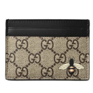 Gucci Card Case/Business Holder Gucci GG Supreme Bee Print/B Beige/Ebony/Black 451277 | AlmaBagz