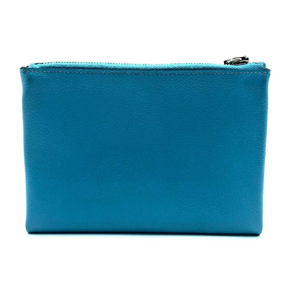HERMES Pouch leather blue flat Atou PM | AlmaBagz