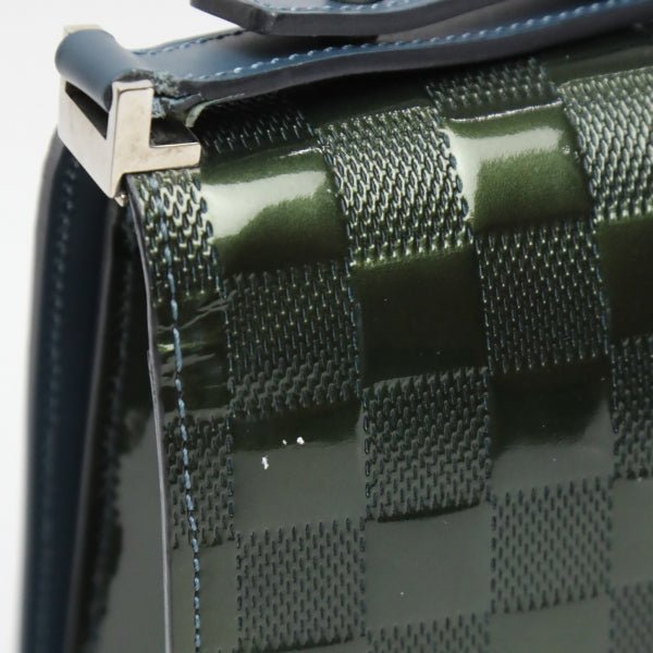 LOUIS VUITTON Shoulder Bag M92128 Patent leather green club handbag Damier Vernis Petrol blue Women Used | AlmaBagz - Image 9