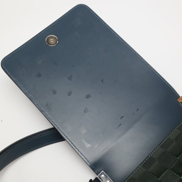 LOUIS VUITTON Shoulder Bag M92128 Patent leather green club handbag Damier Vernis Petrol blue Women Used | AlmaBagz - Image 7