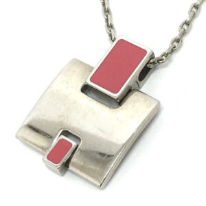 HERMES Necklace metal Pink x Silver H motif Eileen unisex(Unisex) Used | AlmaBagz
