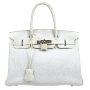 HERMES * BIRKIN 30 White Taurillon Clemence | AlmaBagz