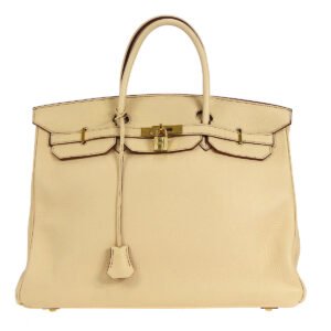 HERMES 2001 BIRKIN 40 Clemence Beige | AlmaBagz