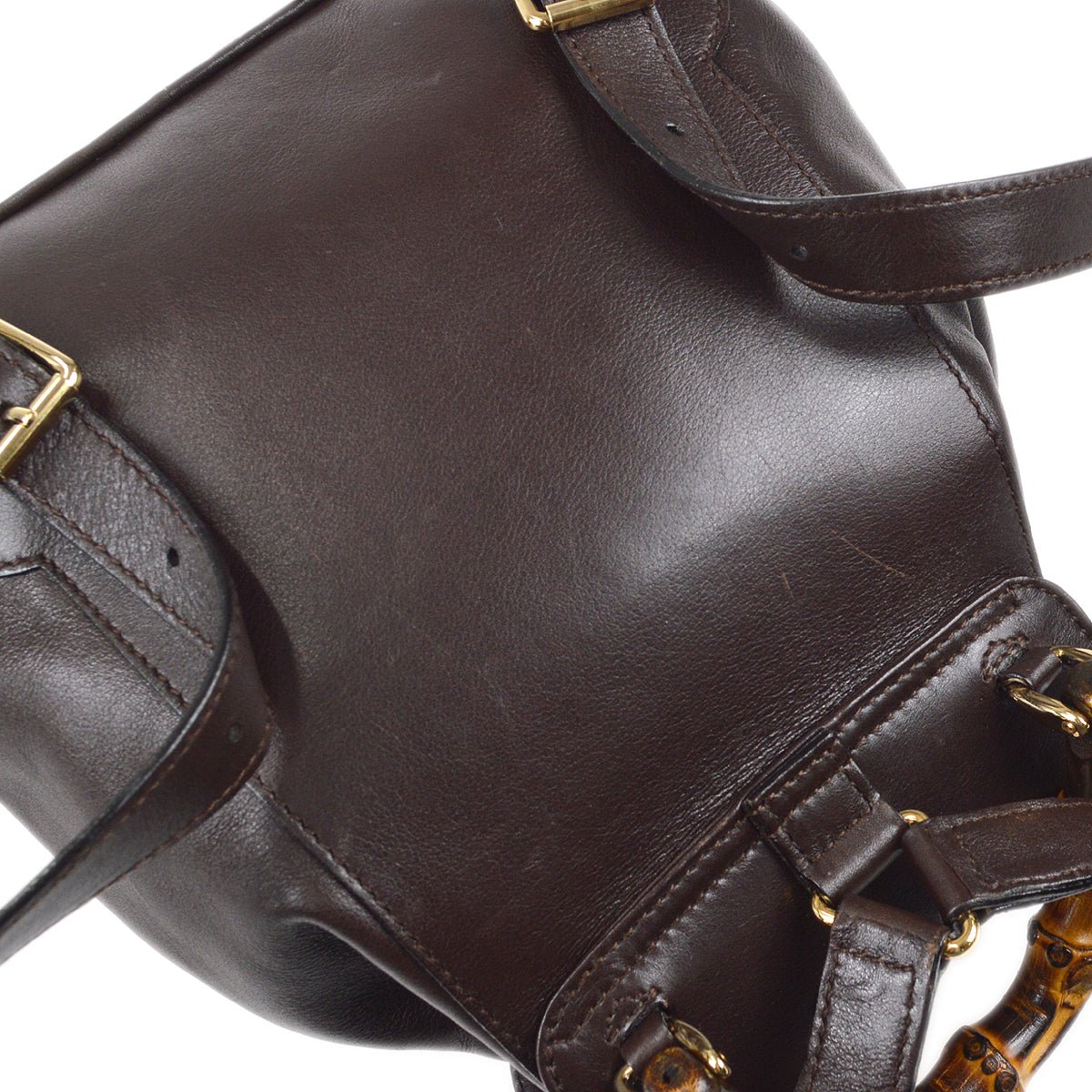 GUCCI 1990s Bamboo Backpack Small Brown 97631 | AlmaBagz - Image 3