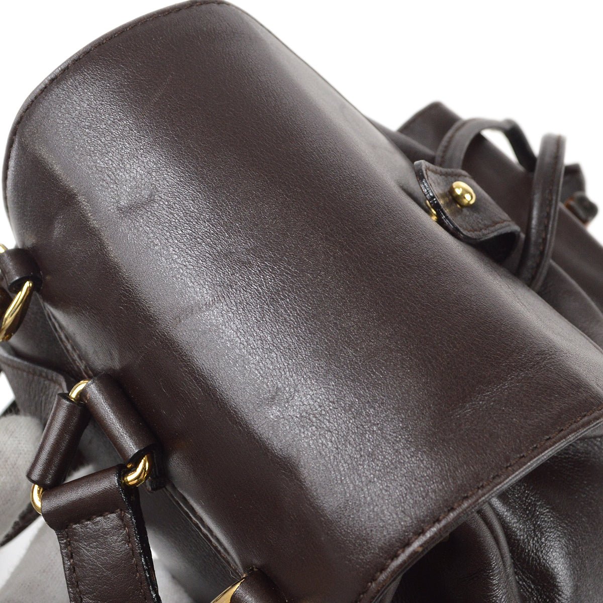 GUCCI 1990s Bamboo Backpack Small Brown 97631 | AlmaBagz - Image 4