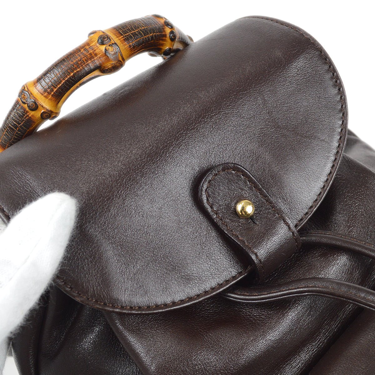 GUCCI 1990s Bamboo Backpack Small Brown 97631 | AlmaBagz - Image 5