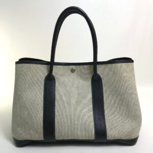 HERMES Tote Bag Toilet ash / buffle skipper Black x Natural Garden party PM Women Used | AlmaBagz