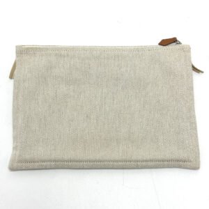 HERMES Pouch canvas beige Makeup pouch Cosmetics Pouch Truth Flat Teepee Women Used | AlmaBagz