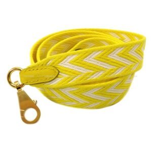 HERMES Handbag Bandouliere 25mm 105cm Sangles Zigzag Jaune Citron/Blanc (White)/Gold Toile H/Veau Swift Gold HW Stamp | AlmaBagz