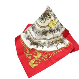 HERMES scarf silk Red Carre90 promenade LA PROMENADE DE LONGCHAMPS Women Used | AlmaBagz