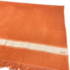 HERMES towel cotton Orange Bath towel Interior Throw Blanket Yachting logo Women Used | AlmaBagz