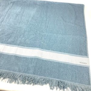 HERMES towel cotton blue Bath towel Interior Throw Blanket Yachting beach towel logo Women Used | AlmaBagz