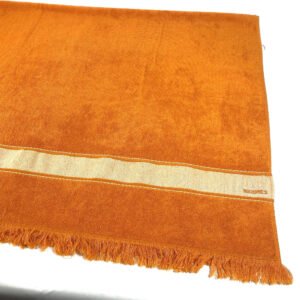 HERMES towel cotton Orange Bath towel Interior Throw Blanket Yachting beach towel logo Women Used | AlmaBagz