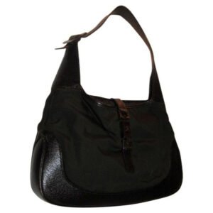 Gucci Vintage Olive Green Canvas And Brown Leather Hobo Bag | AlmaBagz