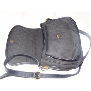 Gucci Gg Supreme Vintage Guccissima Print Shoulder Purse Black Leather Hobo Bag | AlmaBagz