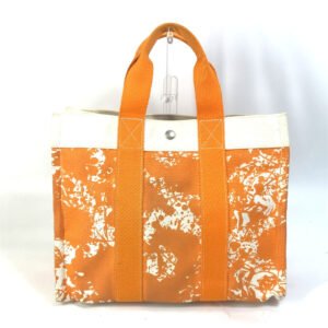 HERMES Tote Bag canvas Orange Handbag Bora Bora PM Cheval Spries Women Used | AlmaBagz