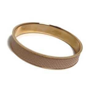 HERMES Bangle leather Pink x Gold bracelet leather Gold Plated Women Used | AlmaBagz