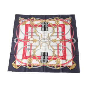 HERMES scarf silk Navy big training Carre90 Crano Manege Women Used | AlmaBagz