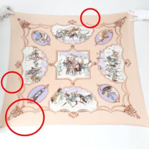 HERMES scarf silk pink beige Pleated scarf PleatedCarre Horse pattern Women Used | AlmaBagz