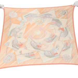 HERMES scarf silk Orange 100% silk PleatedCarre Women Used | AlmaBagz