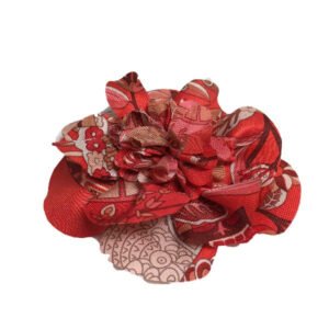 HERMES Brooch silk Red corsage flour Women Used | AlmaBagz