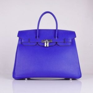 Hermes Birkin 35cm Togo Leather Handbags Electric Blue Silver | AlmaBagz