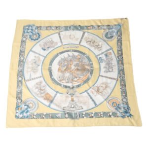 HERMES scarf silk yellow Draft Carre90 100% silk Women Used | AlmaBagz