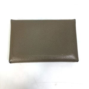 HERMES Card Case Epsom gray Two fold Calvi Women Used | AlmaBagz