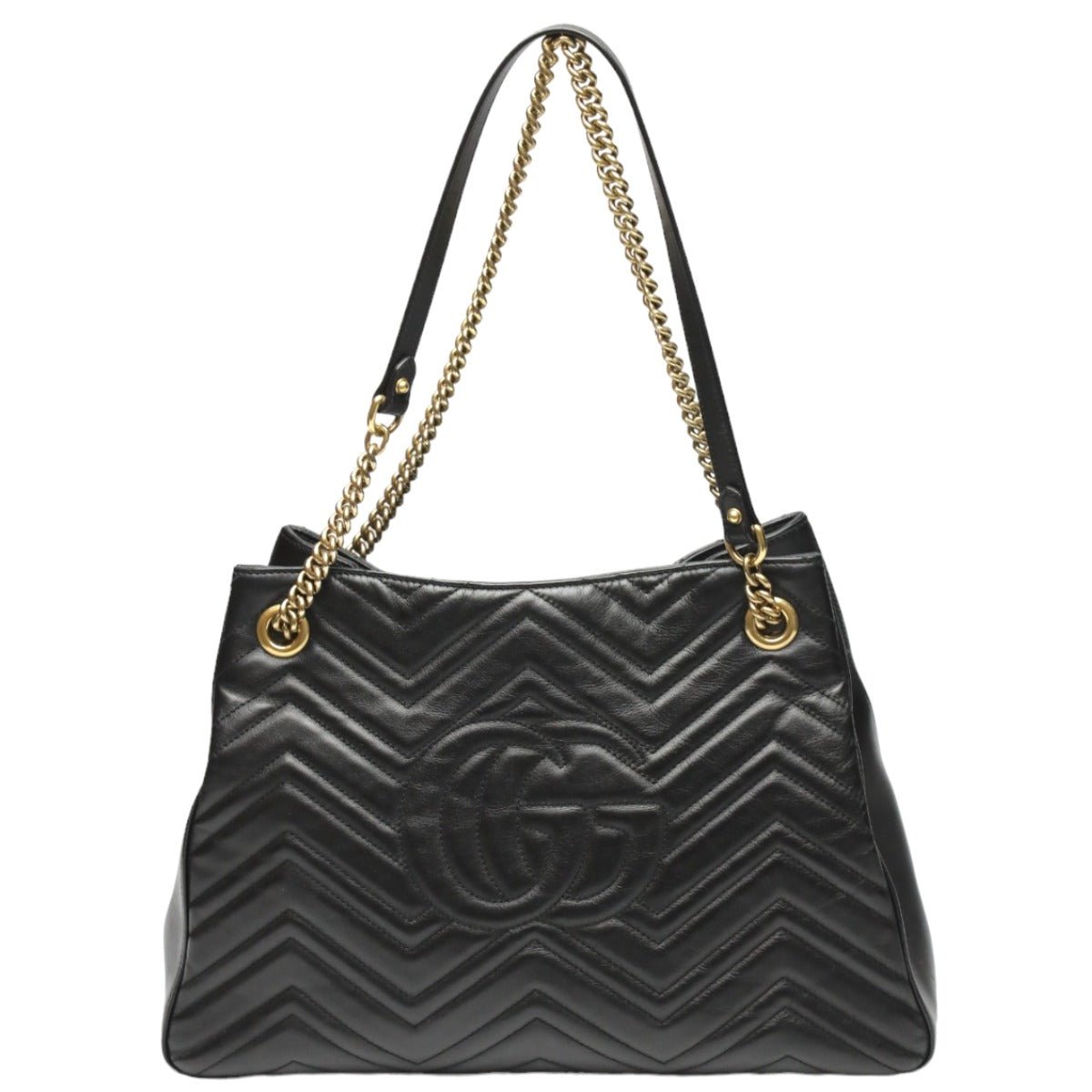 GUCCI Tote Bag 453569 leather black Tote bag leather GG Marmont unisex(Unisex) Used | AlmaBagz