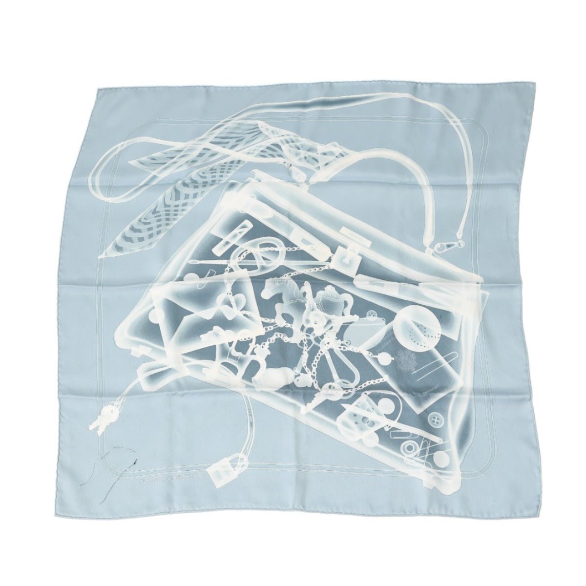 HERMES scarf silk blue gray scarf Women Used | AlmaBagz