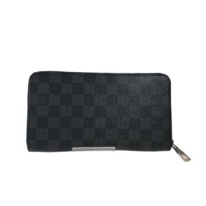 LOUIS VUITTON Long Wallet Purse N63077 Damier Grafitto Canvas black Zip Around Damier Graphite Zippy Organizer mens Used | AlmaBagz