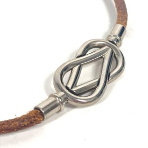 HERMES choker leather Brown Necklace Head mens Used | AlmaBagz
