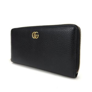 GUCCI Long Wallet Purse 456117 leather black GG Marmont Women Used | AlmaBagz
