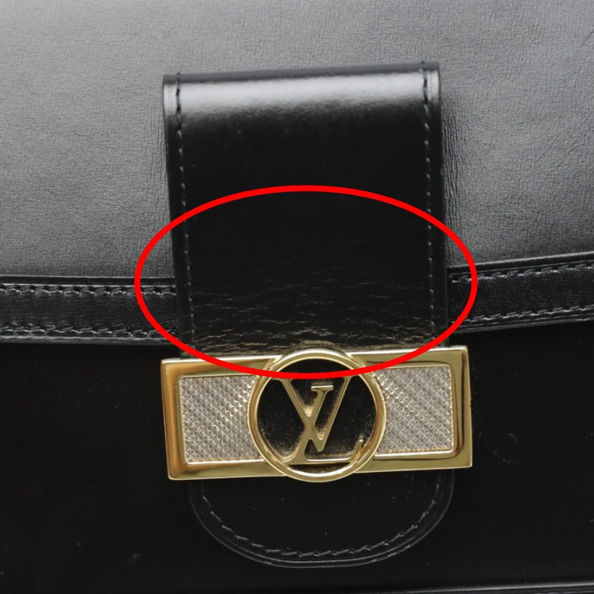 LOUIS VUITTON Shoulder Bag M55821 Calf leather Noir Chain LV Lock Dauphine MM Women Used | AlmaBagz - Image 13