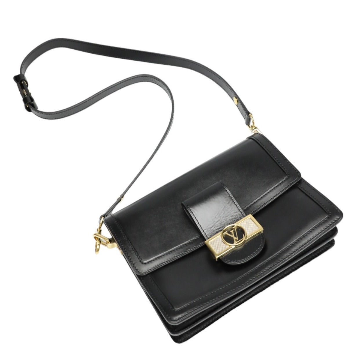 LOUIS VUITTON Shoulder Bag M55821 Calf leather Noir Chain LV Lock Dauphine MM Women Used | AlmaBagz - Image 25